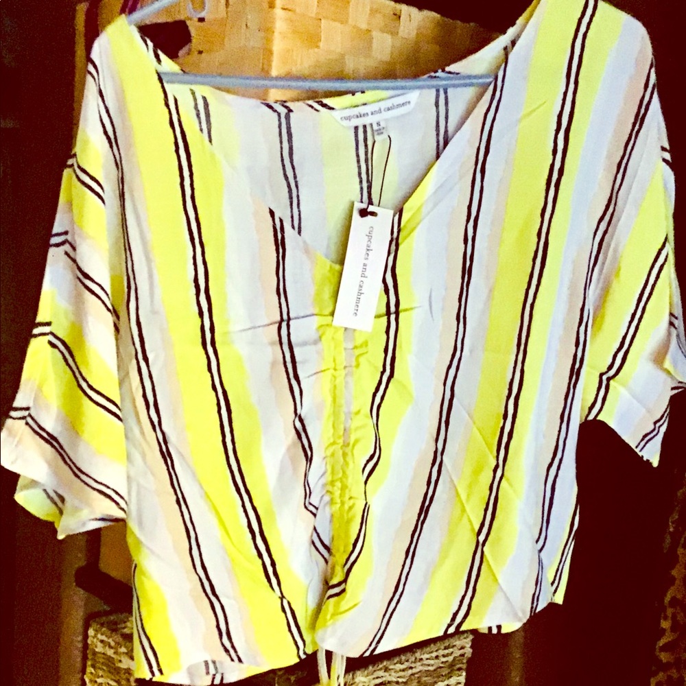 Cupcakes and Cashmere Atalanta Striped Crepe Shirt